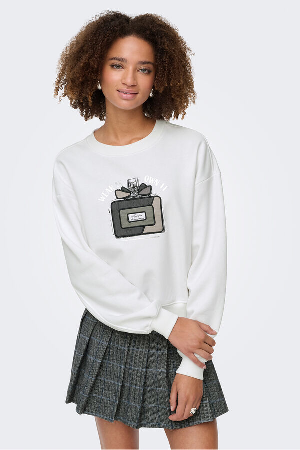 Only Sudadera dibujo frontal blanco