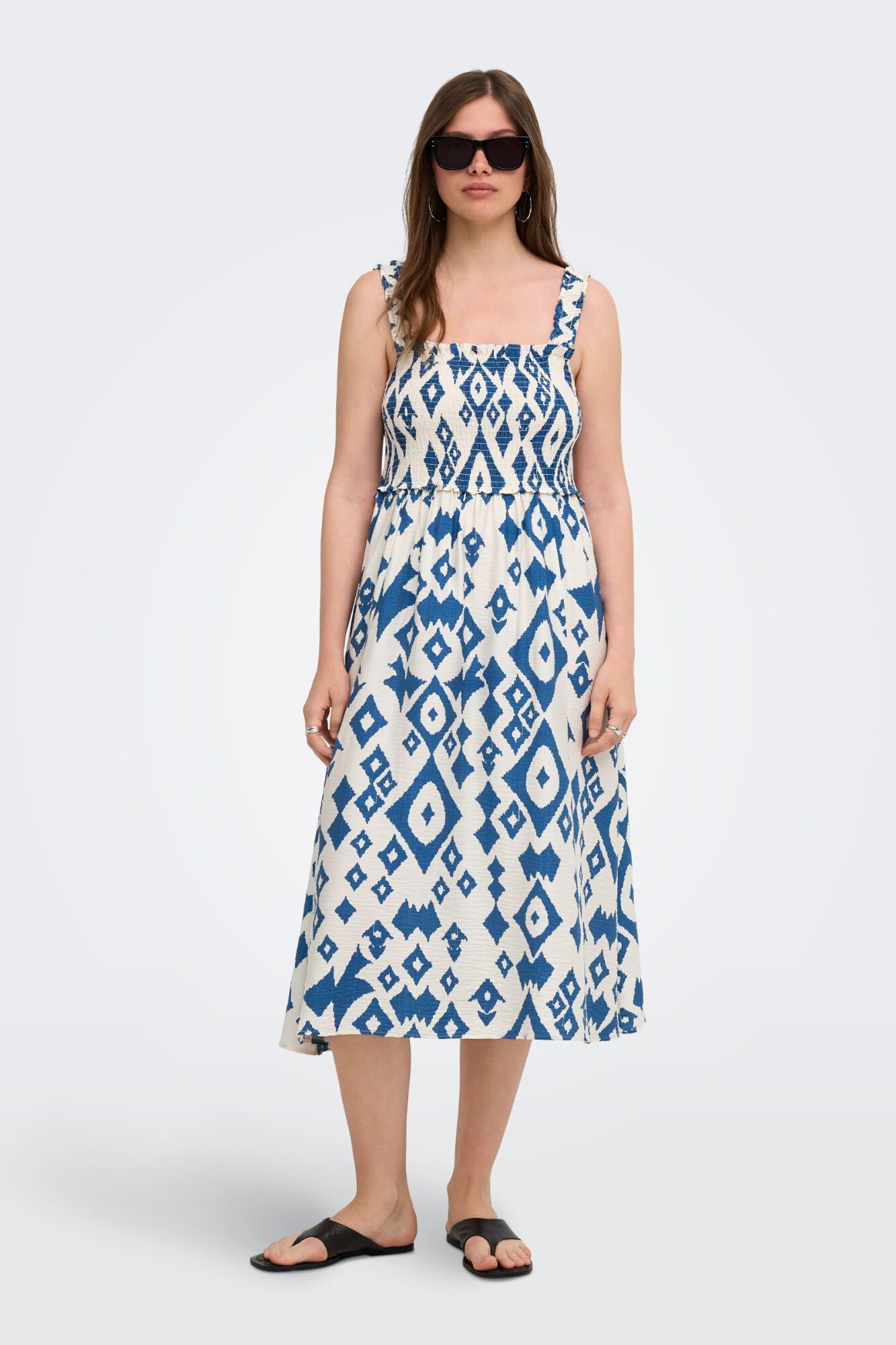 Only Vestido comprido em tecido favo de mel