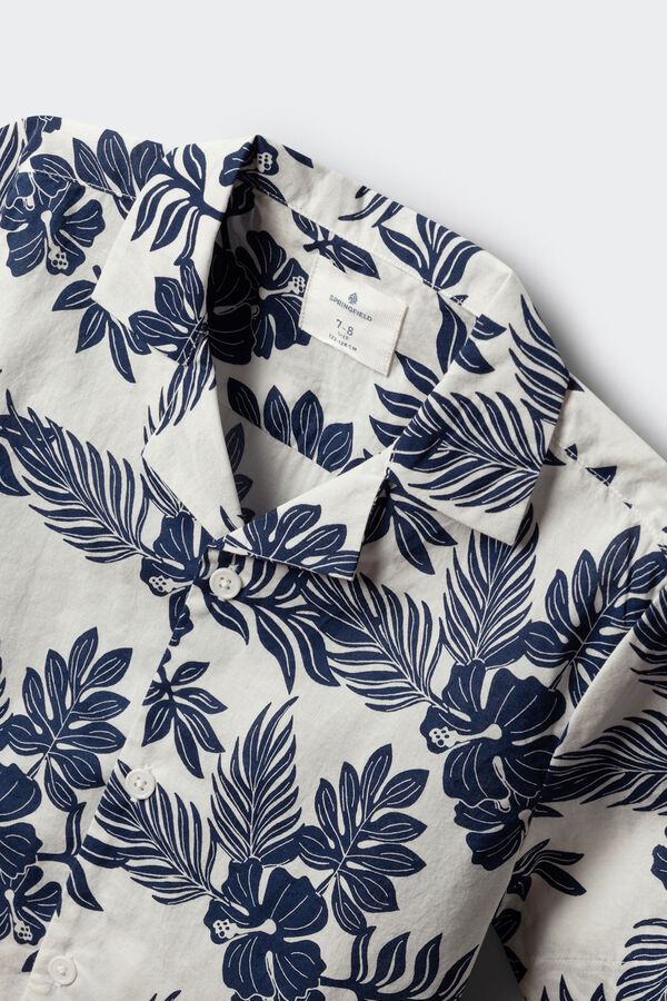 Springfield Kids Plava cvetna ko&scaron;ulja kratkih rukava za dečake Bež