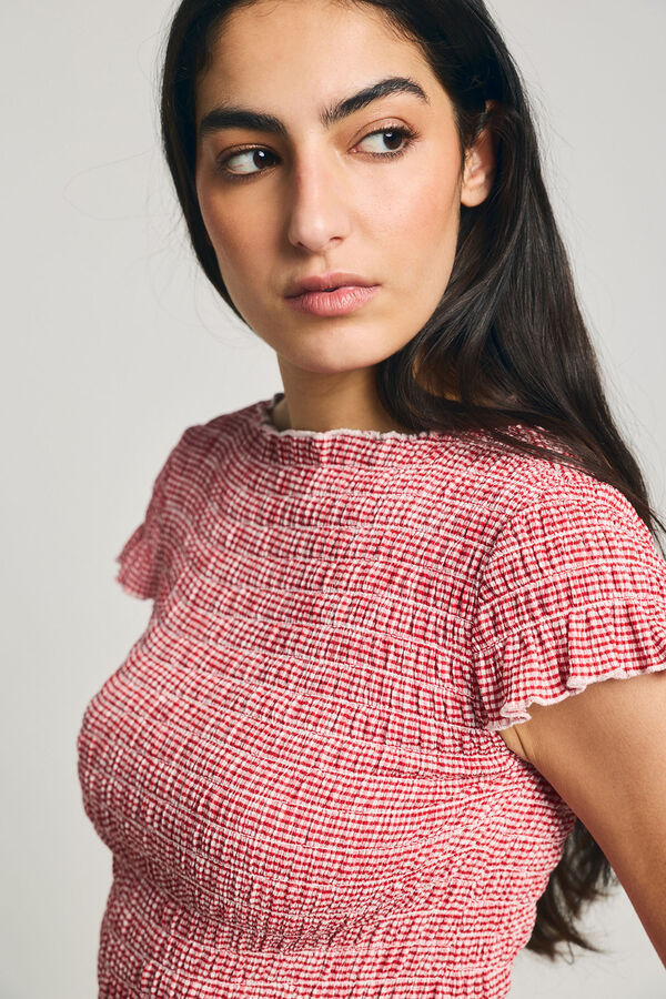 Only Top de cuadros vichy rojo