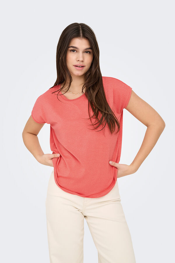 Only Camiseta regular fit glitter rosa