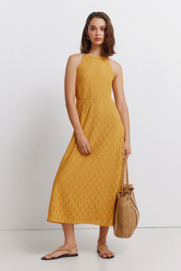 Springfield Vestido midi halter bordado estampado
