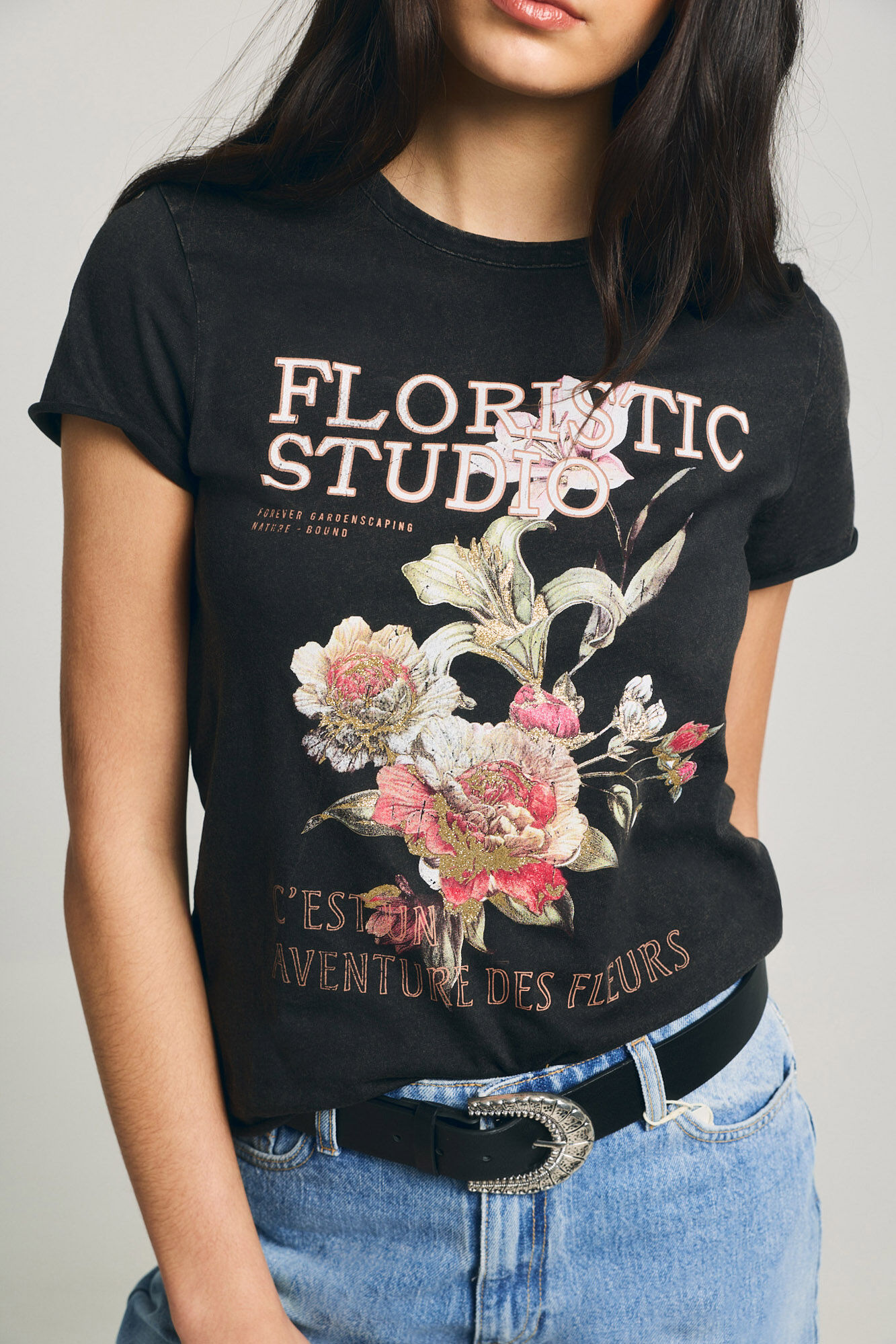 Only T-shirt de manga curta estampada