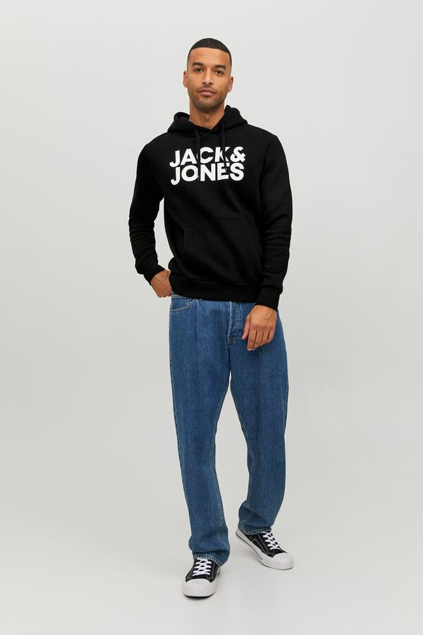 Jack & Jones Log&oacute;s kapucnis pul&oacute;ver fekete