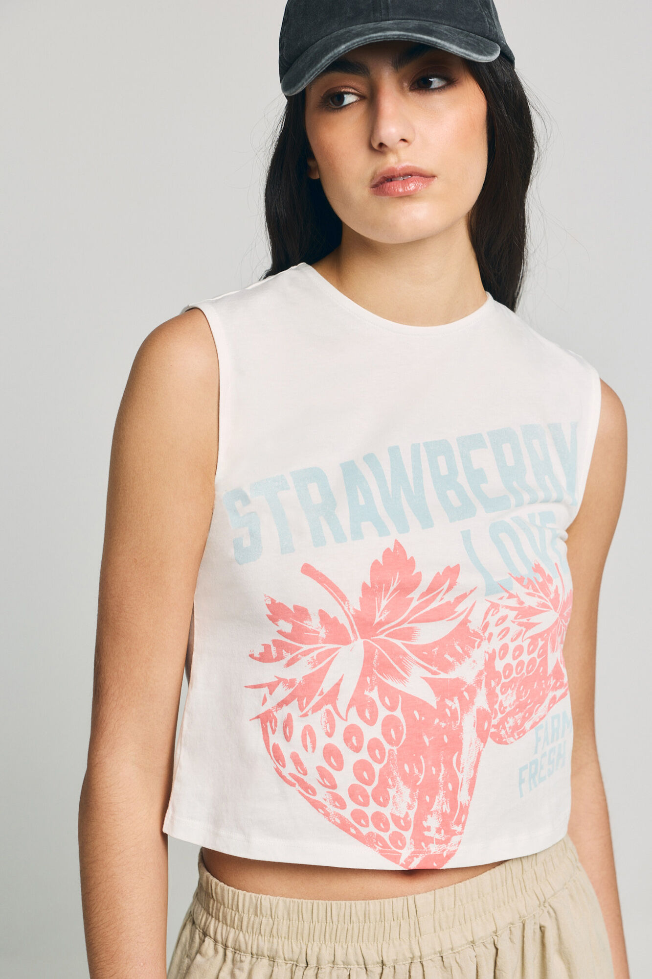 Only Camiseta larga cuello redondo