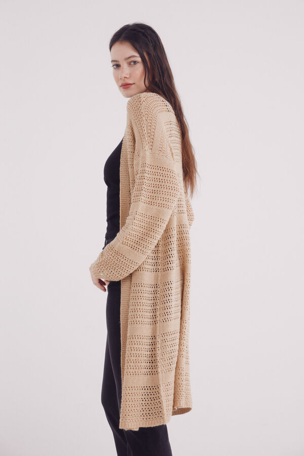 Springfield Lange Strickjacke aus Lurex-Strick Nude