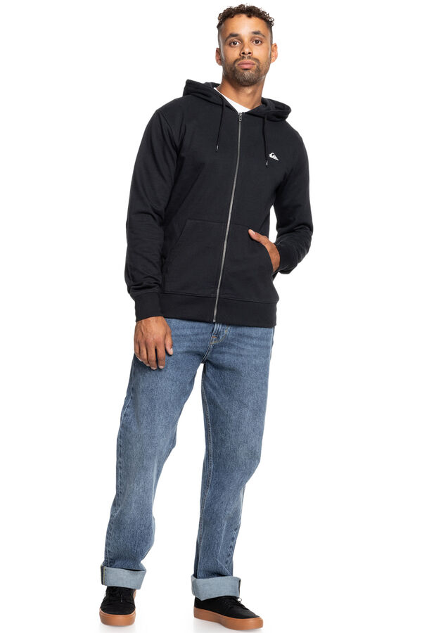 Quiksilver Basic Zip - Sweatshirt com capuz para homem com fecho-&eacute;clair preto