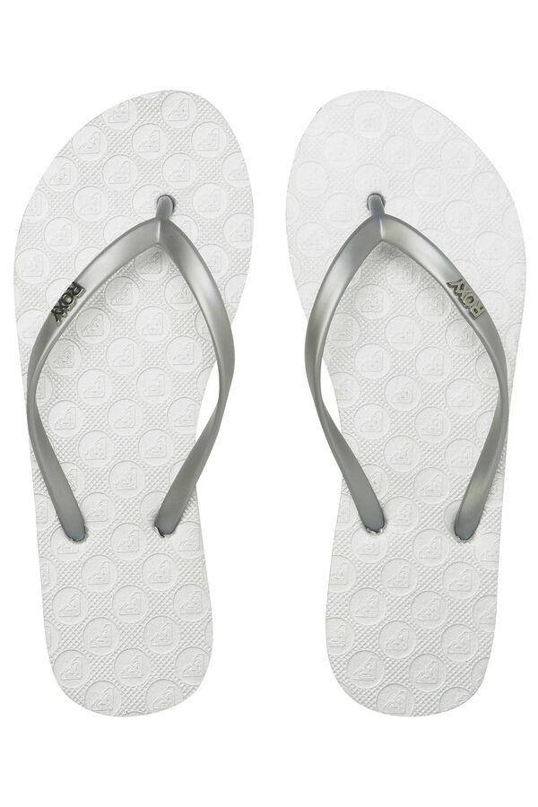 Roxy Chanclas tiras logo met&aacute;lico gris