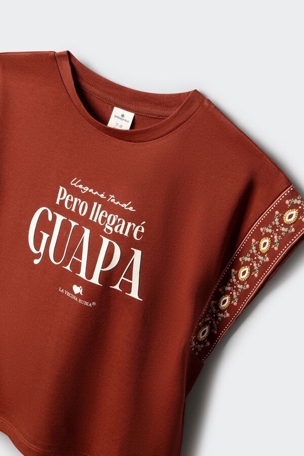 Springfield Kids Camiseta "Llegar&eacute; tarde, pero llegar&eacute; guapa" naranja