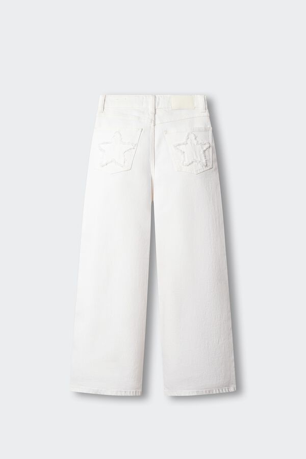 Springfield Kids Pantalon wide leg denim basico ni&ntilde;a marfil