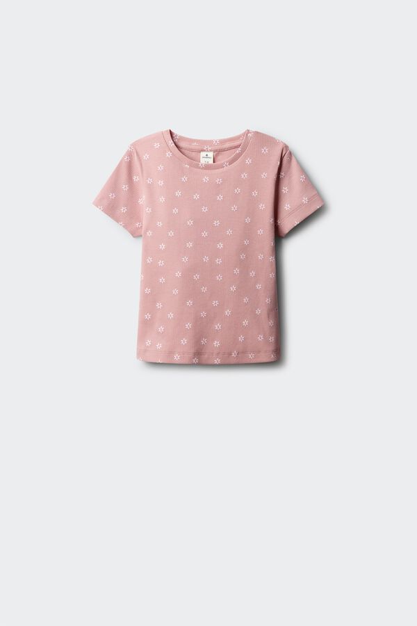 Springfield Kids Majica kratkih rukava sa cvetnim vezom za devojčice Roze