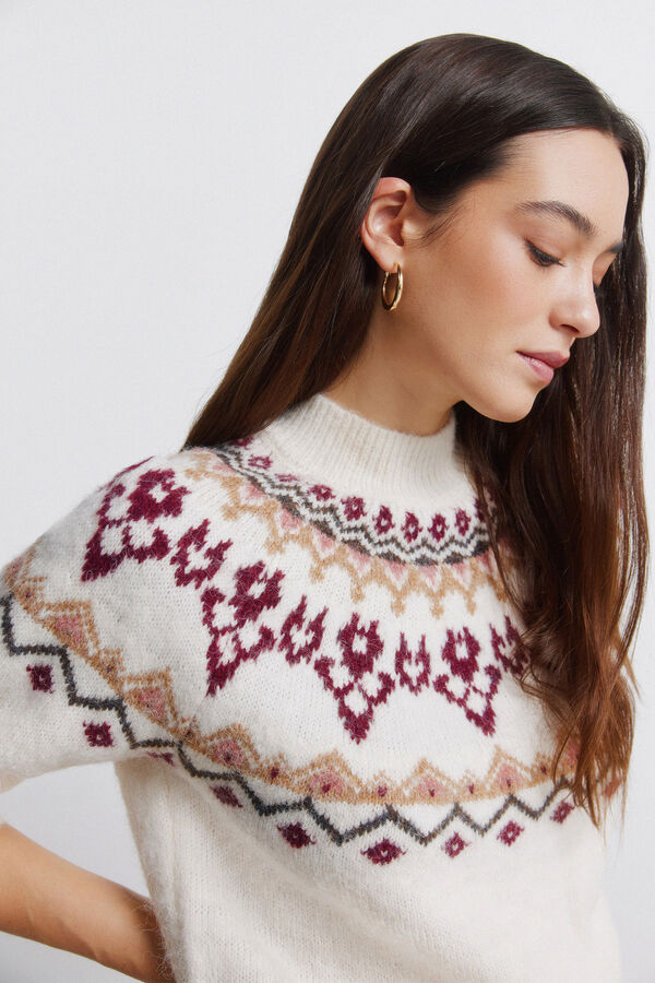 Springfield Boho žakard džemper Bež
