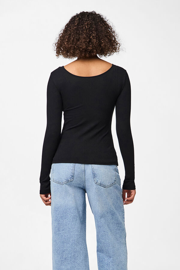 Pieces Top canelado preto