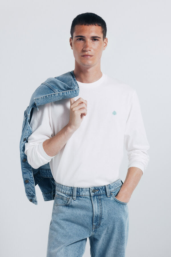 Springfield Osnovna majica dugi rukav sa mekim porub Bež