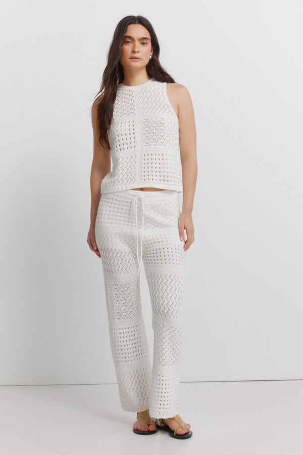 Springfield Duge pantalone sa rupičastim dezenom Bež