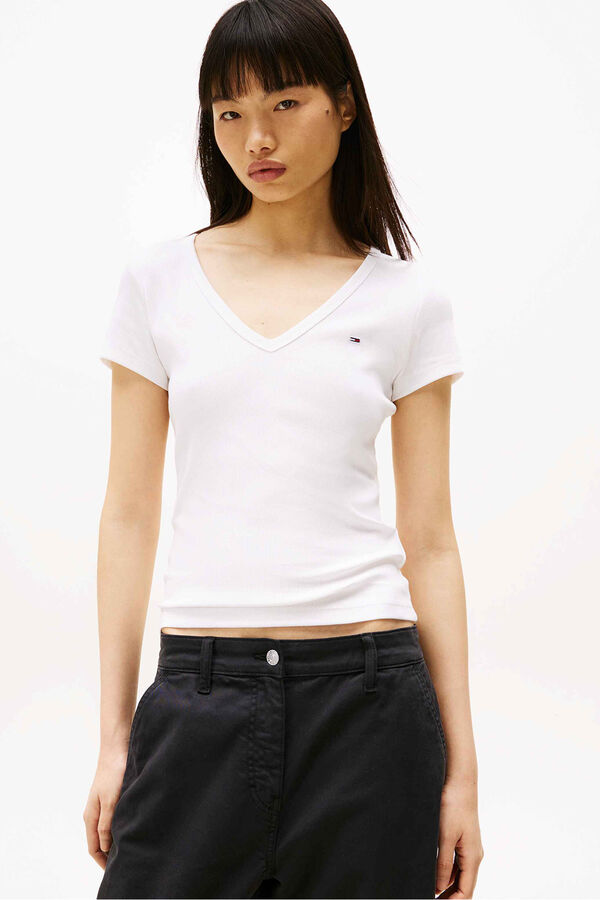 Tommy Jeans Camiseta slim de manga corta blanco