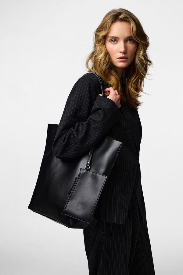 Pieces Bolso shopper efecto piel negro