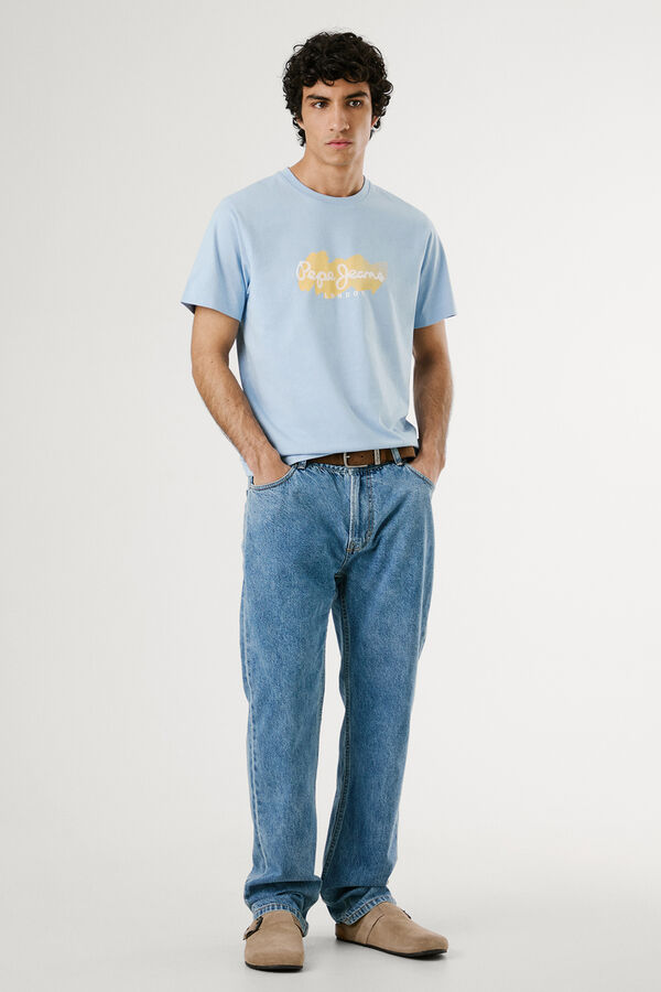 Pepe Jeans Camiseta de manga corta con logo y estampado frontal. azul