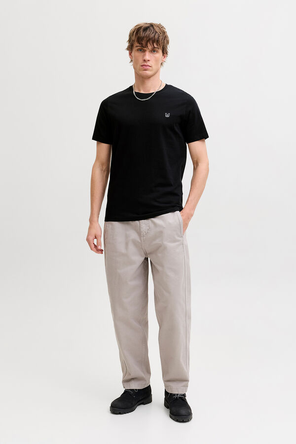 Jack & Jones Camiseta slim bordada negro