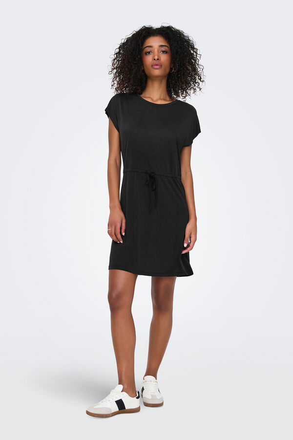 Only Vestido corto manga corta negro