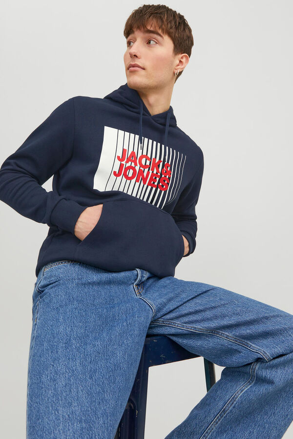 Jack & Jones Sudadera est&aacute;ndar fit capucha azul