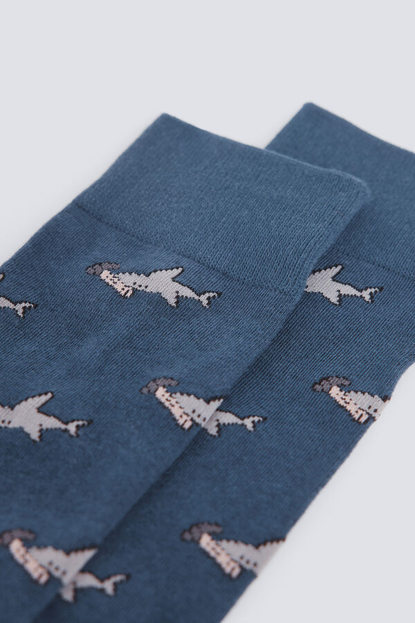 Springfield Duge čarape sa ajkulom čekićarom Plava