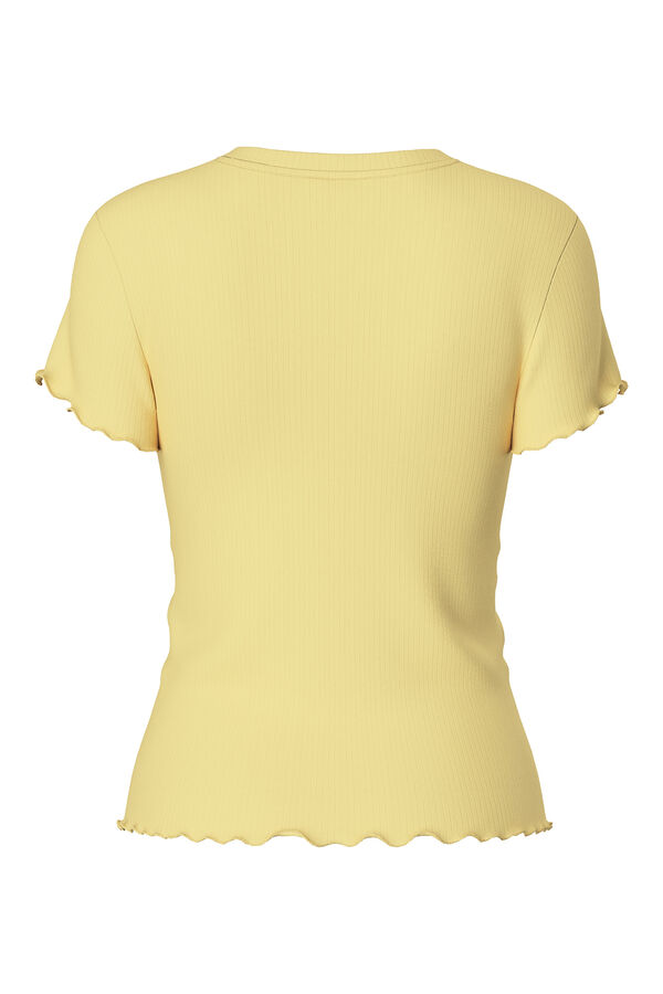 Pieces Geripptes T-Shirt  Gelb