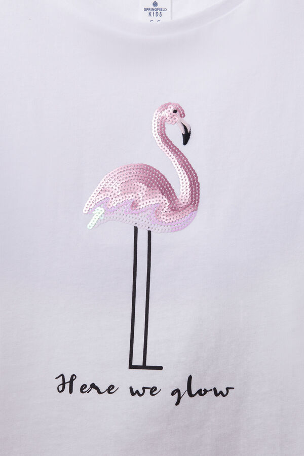 Springfield T-shirt flamingo menina branco