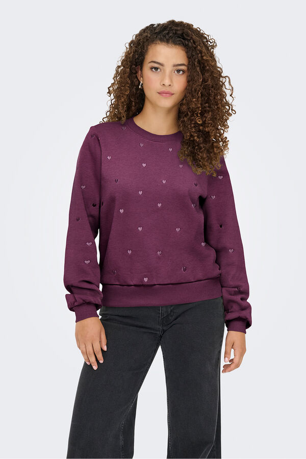 Only Sudadera bordado lurex burdeos
