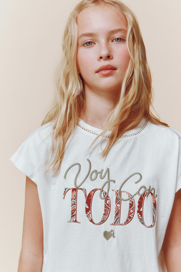 Springfield Kids Camiseta "Voy con todo" marfil