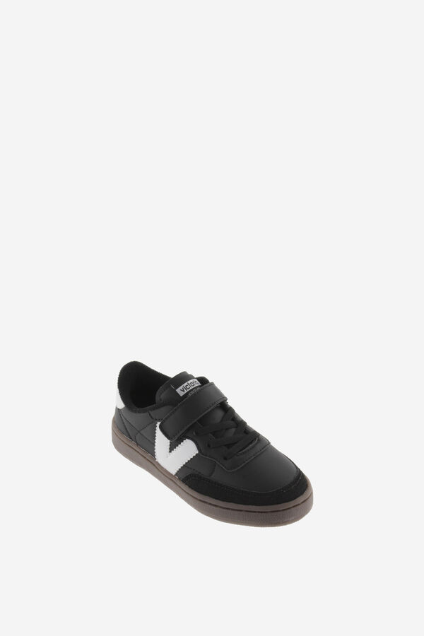 Victoria Zapatillas efecto piel contraste negro