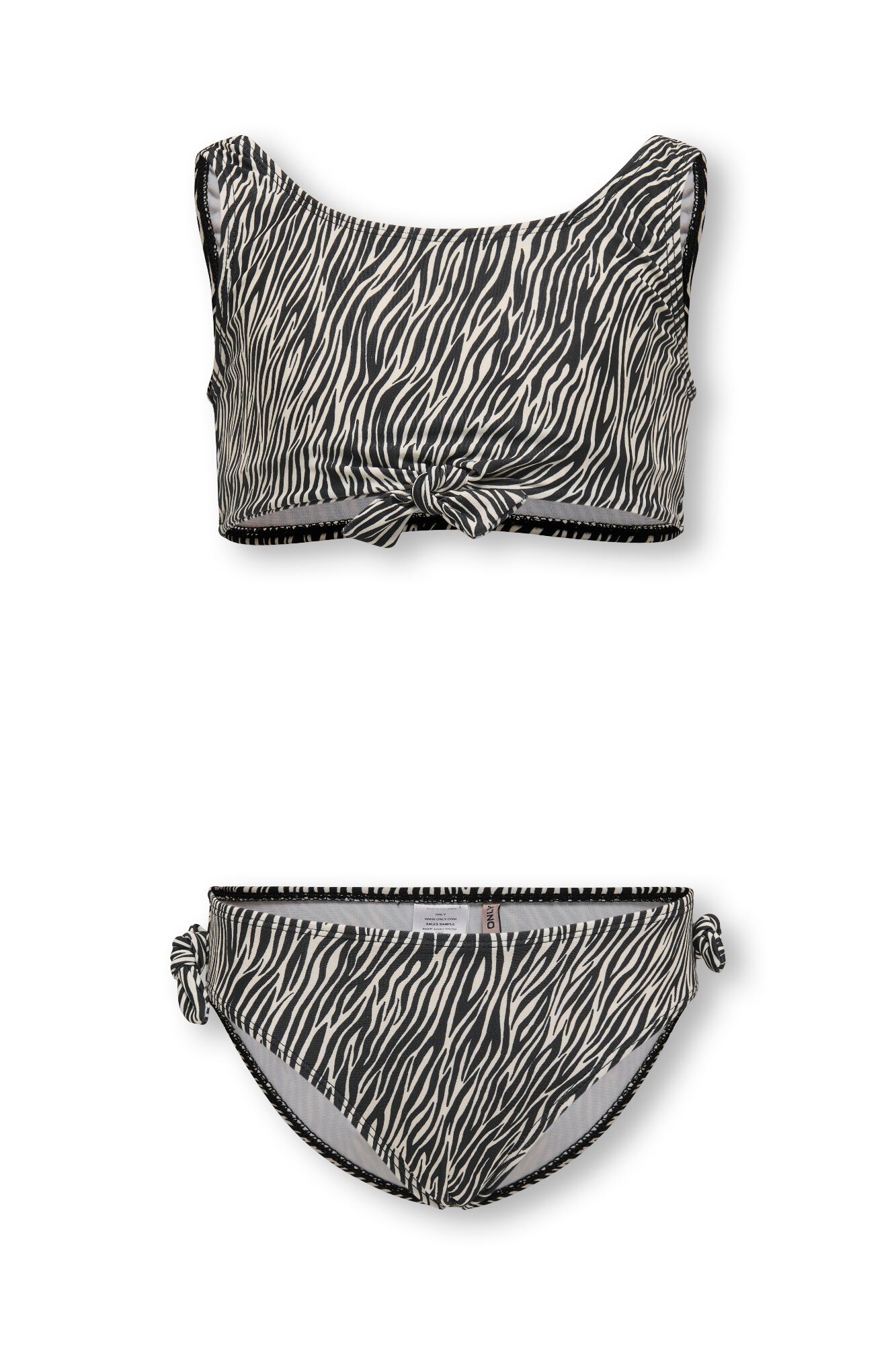 Only Girls Bikini estampado cebra con nudo y lazos laterales