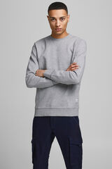Jack & Jones Sudadera lisa algod&oacute;n gris