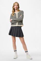 Pieces C&aacute;rdigan rayas contraste cuello redondo gris