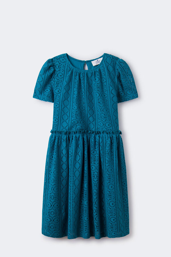 Springfield Vestido crochet menina turquesa