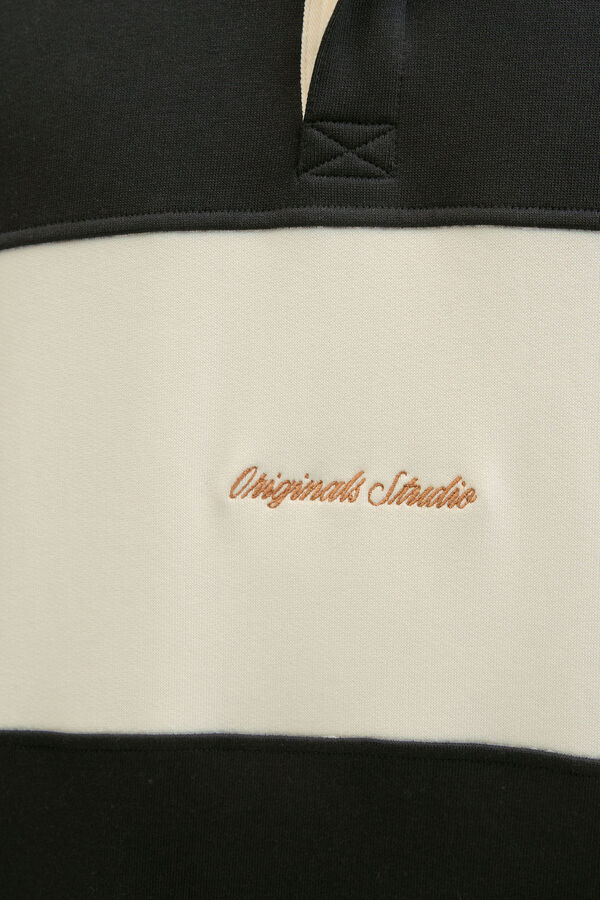 Jack & Jones Sudadera tipo polo franja negro