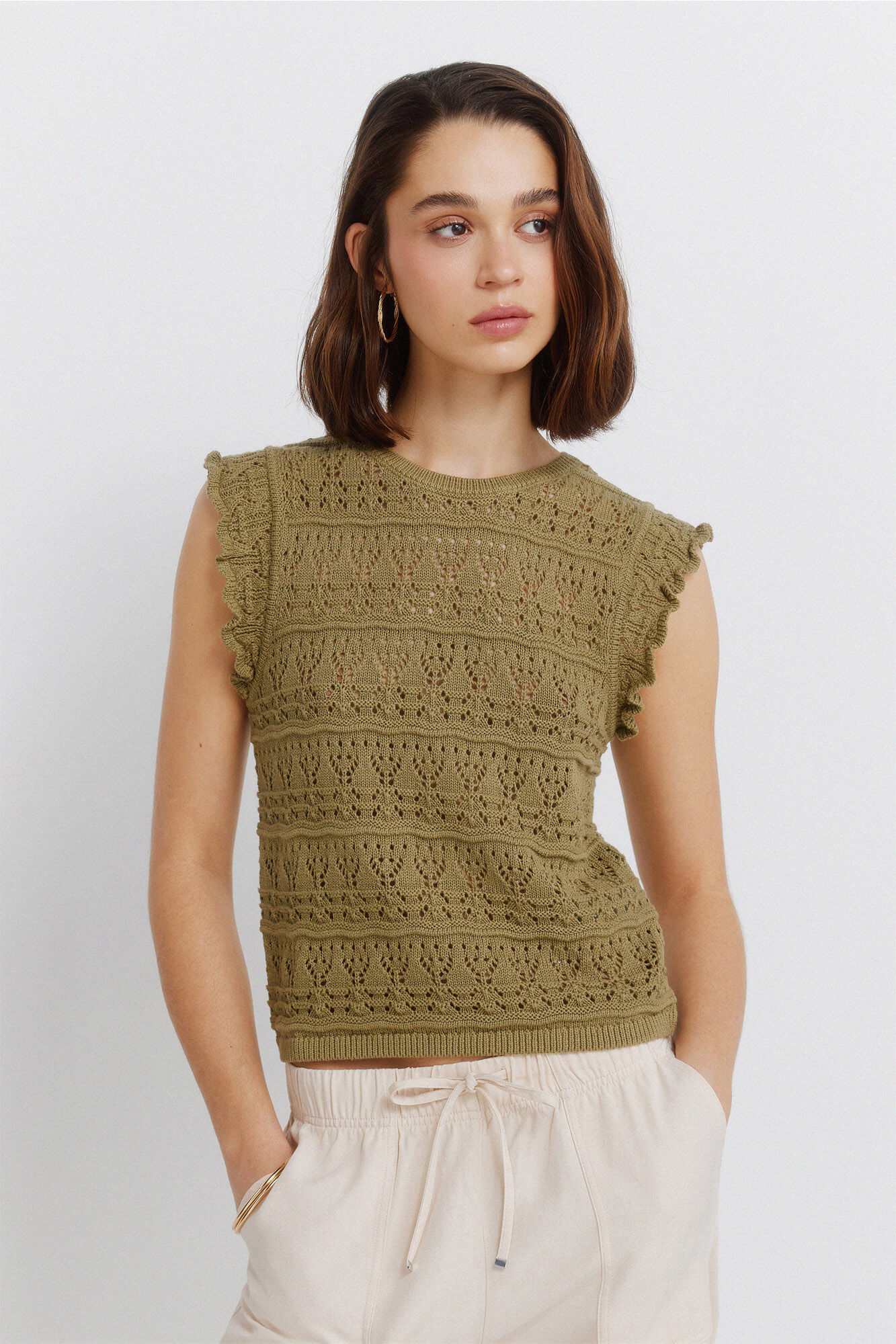 Springfield Top sa volanima od rupičaste tkanine