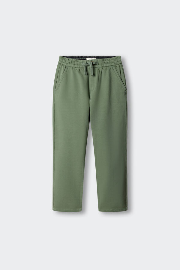 Springfield Kids Dečije chino pantalone od pletiva Zelena