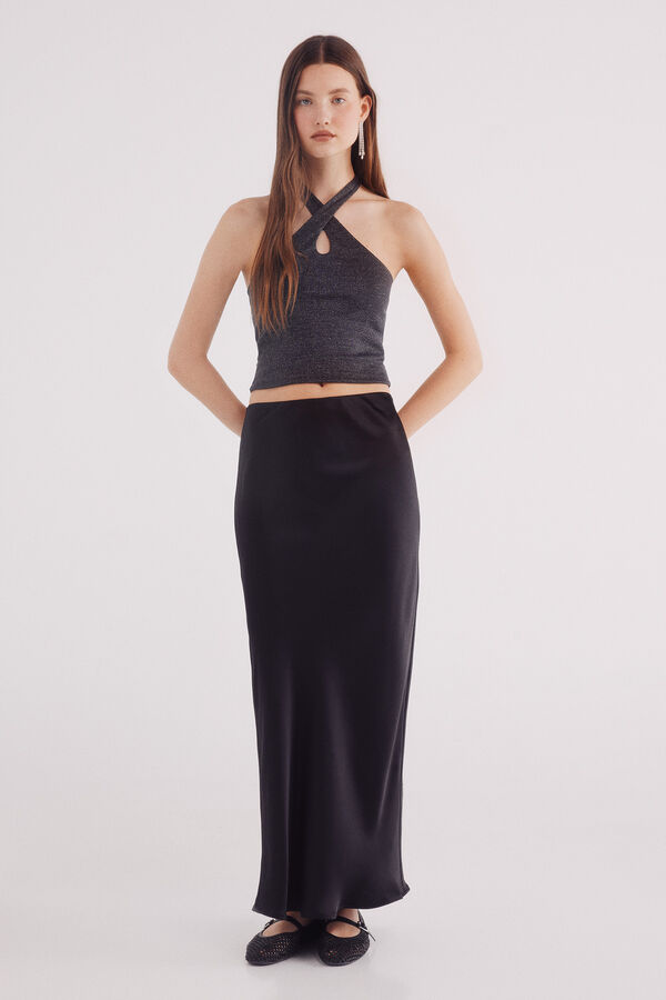 Springfield Falda midi satinada negro