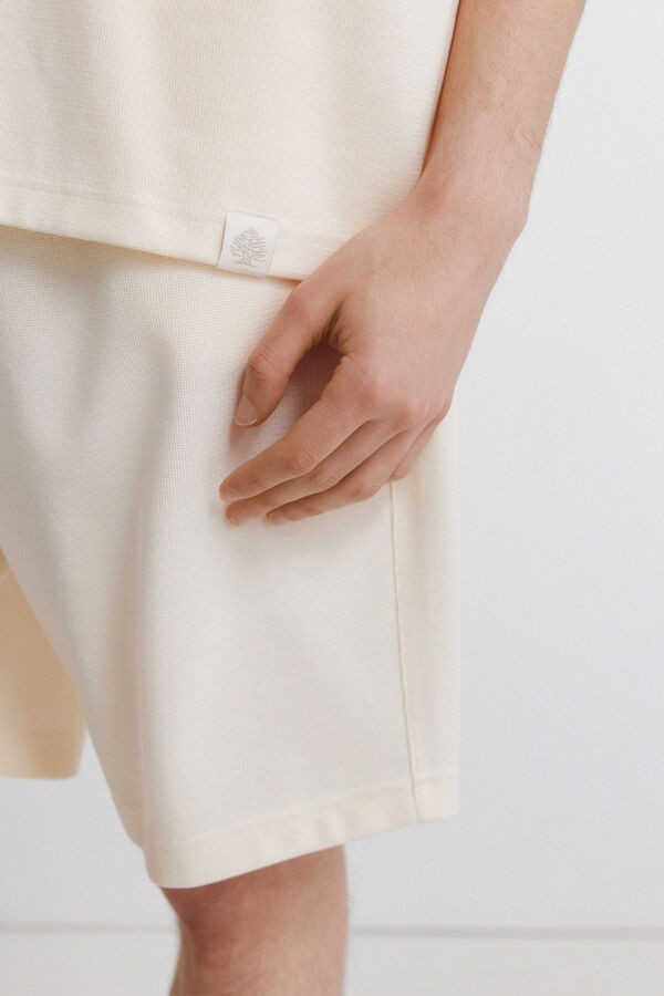 Springfield Bermude od vafl tkanja Bež