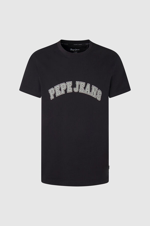 Springfield Regular fit T-shirt with varsity logo black