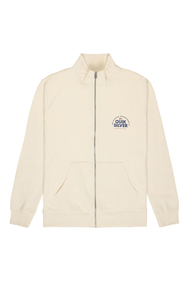 Quiksilver Sudadera con cremallera y cuello mock neck blanco