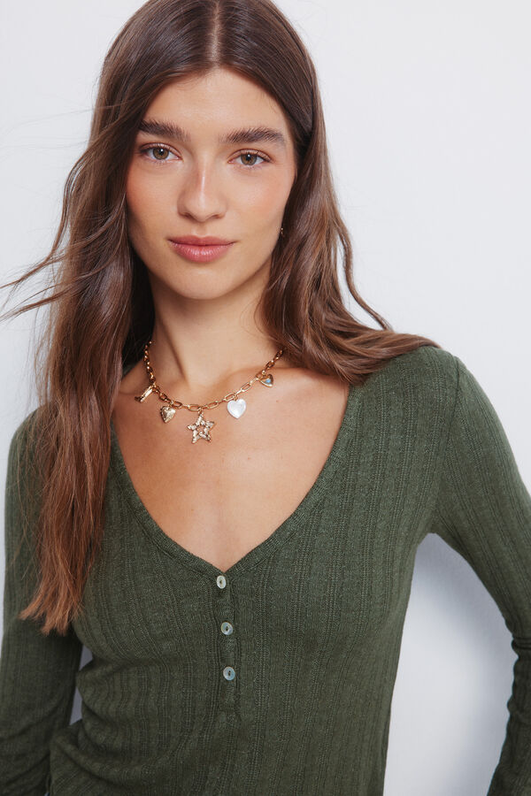 Springfield Pletena majica sa pekarskim pleten Kaki