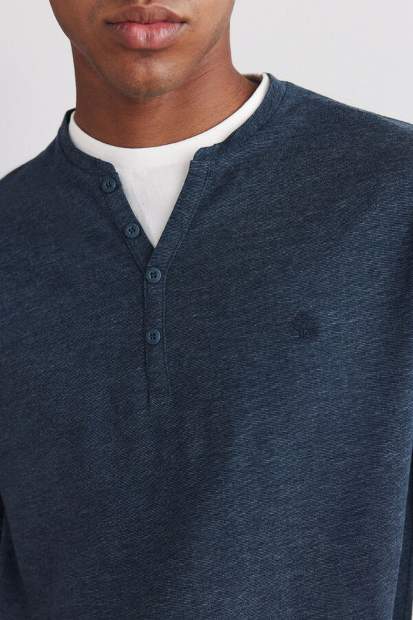 Springfield Majica dugih rukava sa duplom kragnom na dugmiće Plava