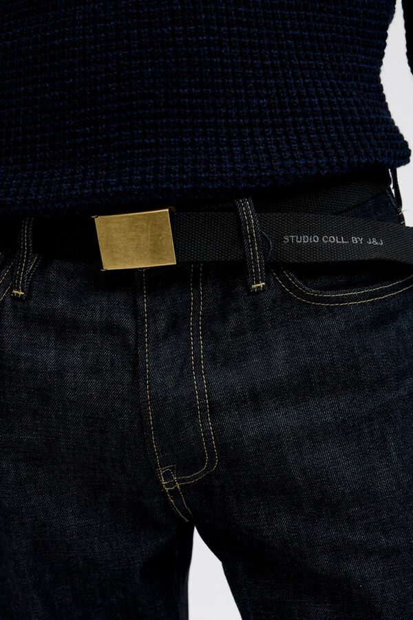 Jack & Jones Cinto de fita ajust&aacute;vel preto