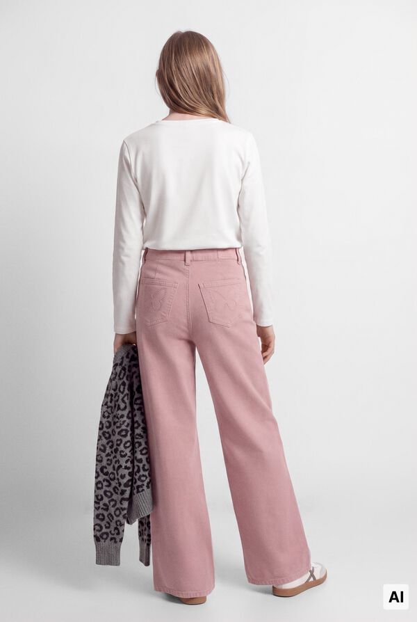 Springfield Kids Osnovne culotte pantalone od kepera za devojčice Roze