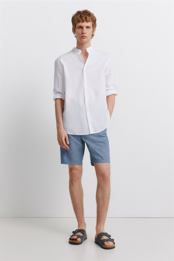 Springfield Bermude od lana, udobne, slim fit Plava