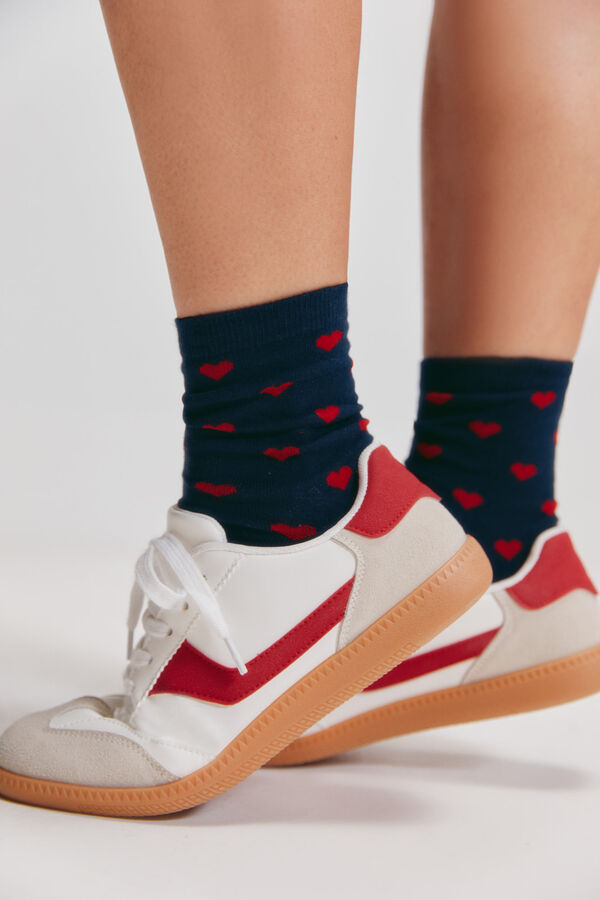 Springfield Long socks with hearts blue