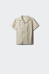 Springfield Kids Dečija majica sa kratkim rukavima na pruge sa vezom Bež