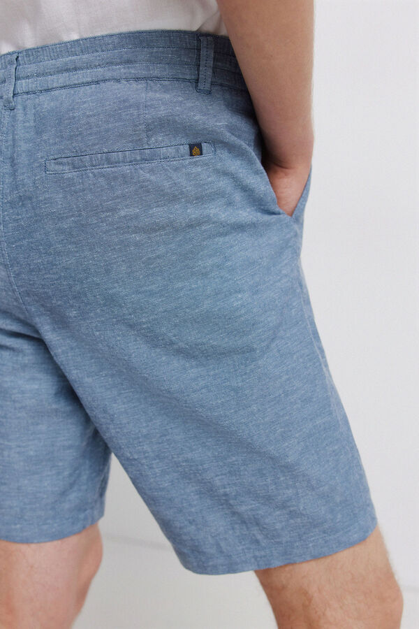 Springfield Bermude od lana, udobne, slim fit Plava